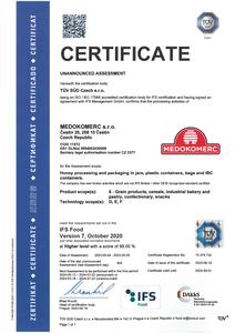 Certifikát IFS – anglický
